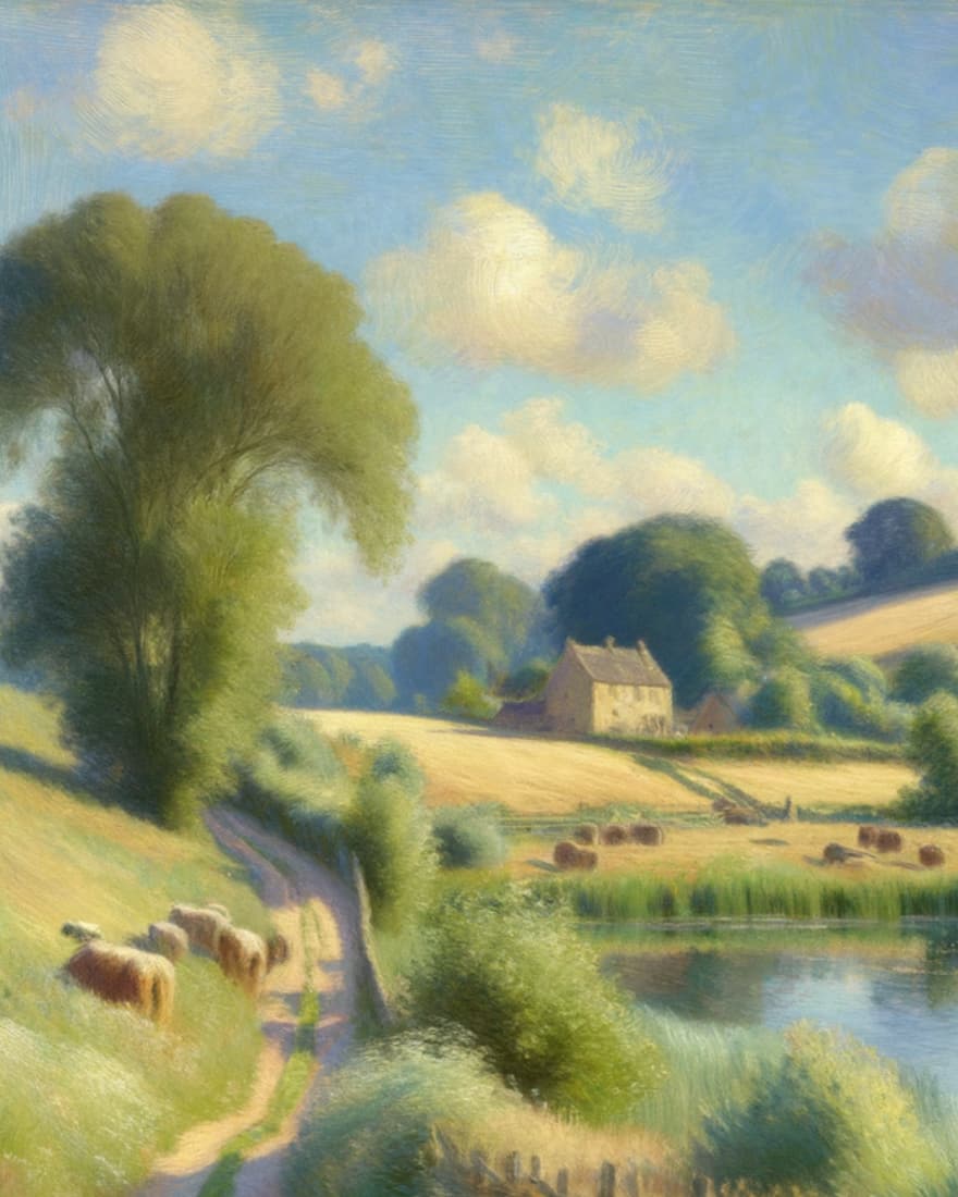 Impressionist landscape painted from a written description